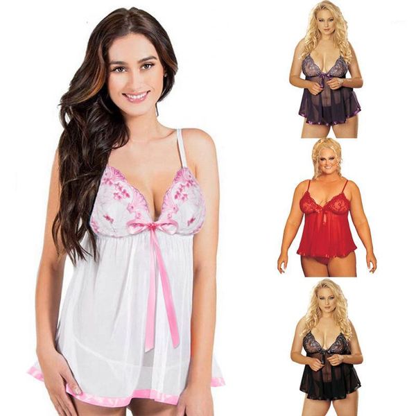 

4 colors new style fashion lingerie lace dress babydoll women underwear nightwear sleepwear intimate slips plus size s-6xl1, Black;red