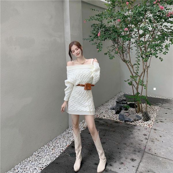 

autumn 2021 and new winter female long wild fashion gulp of a loose word sweater dressed y267 9alw ta5y, Black;gray