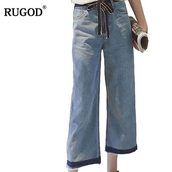 

rugod fashion blue lace up jeans for women high waist ankle length loose women jeans 2020 new spring summer trousers for