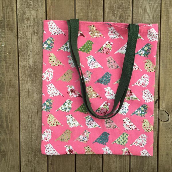 

yile хлопок холст eco шоппинг объемная сумка печать красочные птицы черный ремешок 81014e yile хлопок h jlltjk