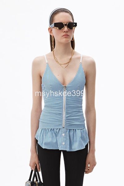 

women's tanks & camis aw king 19 summer pleated suspender stripe stitched zipper vest versatile blouse women, White