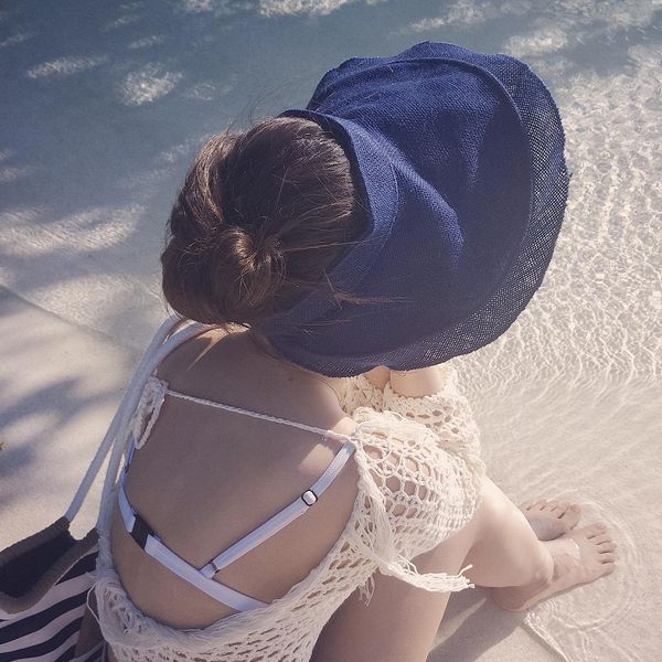 

cokk summer hats for women folding empty sunscreen shading sun hat female uv protection beach hat visor chapeau femme new swy wmthfi, Blue;gray
