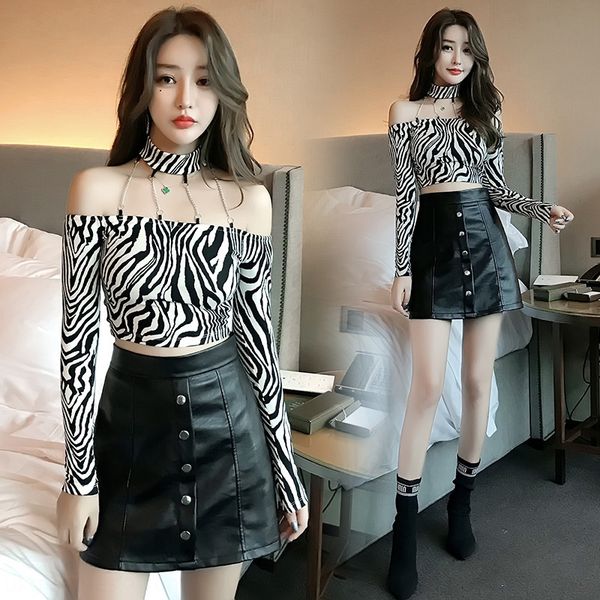 

303fall 2019 new temperament hanging neck slim long lacesleeve t-shirt 303fall 2019 new temperament lace hanging neck slim long to, White