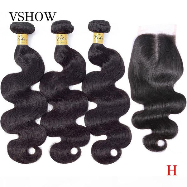 

vshow peruvian body wave hair weaves with lace closure 3 4 bundles remy hair 4*4 swiss lace 100% human hair bundles with closure, Black