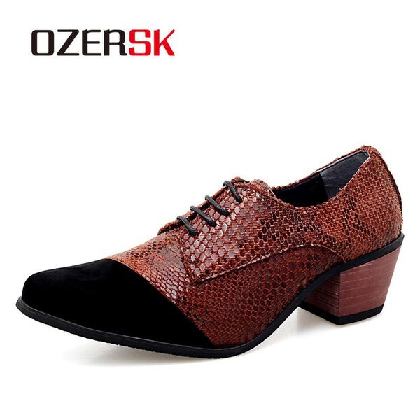 

ozersk new leather oxford shoes for men dress shoes men formal height increase comfort business wedding plus size 38~44, Black