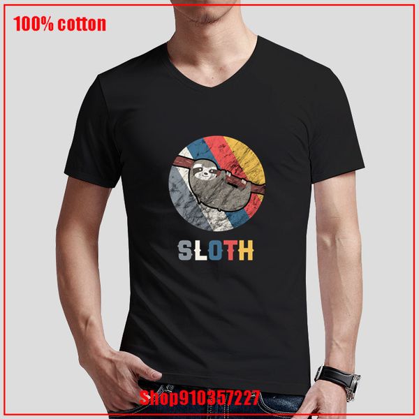 

vintage retro sloth v t shirt 180 gsm combed cotton blouses loose shirts fashion custom shirts sport hooded sweatshirt hoodie