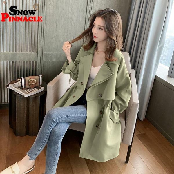 

new fashion women slim double button autumn female casual windbreak collection trench coat, Black