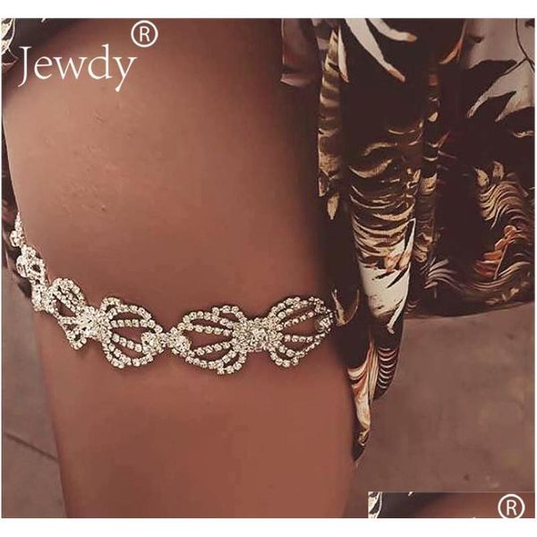 

2019 fashion luxury flower rhinestone thigh leg body chain crystal statement body jewelry for women summer beach brassiere g4ktm, Silver