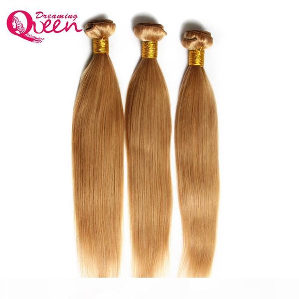 

#27 honey blonde color ombre brazilian straight hair bundles ombre virgin human hair weaves 3 pcs ombre human hair extension, Black