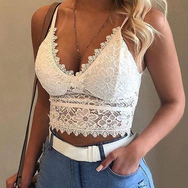 

women plus size vest crop wire lingerie v-neck camisole underwear seamless lace bralette women lace solid bra, Black;white