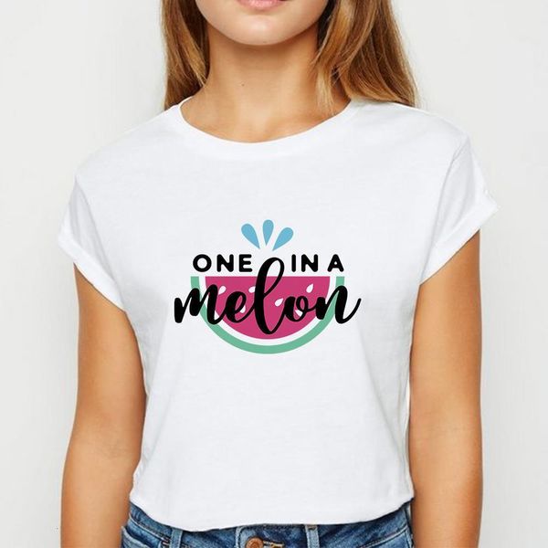 

new t-shirt female fruits watermelon tshirt oversize spring summer tee shirt streetwear printing vestidos round neck t-shirts, White