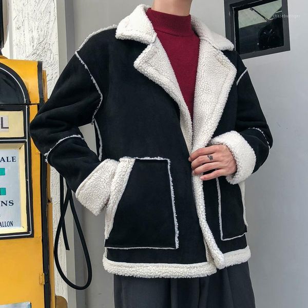 

2020 newdesigner men's padded jacket new winter fleece cotton jacket men's casual plus size thickened hong kong style men1, Black