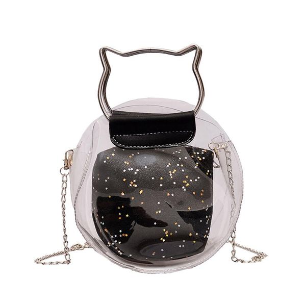 

abdb-fashion handbag transparent bag small cute cat shape handbag messenger bag holographic shoulder ladies