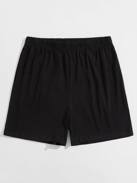 

men solid elastic waist lounge shorts y6kb#, Black;brown