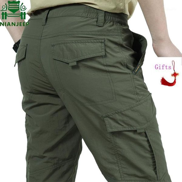 

nianjeep ultra-thin casual pants men summer army breathable lightweight waterproof tactical pants men's trousers 4xl1, Black