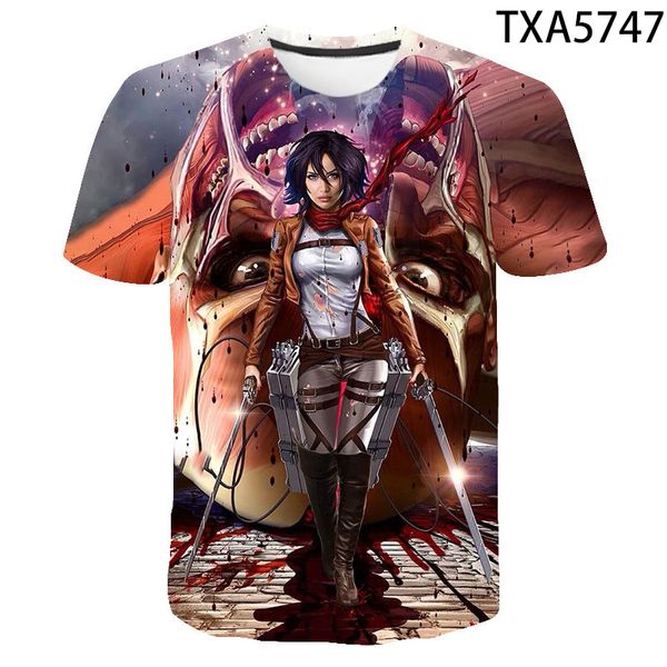

boy girl movie attack on titan cool 3d print shirts plus size oversized harajuku men clothing