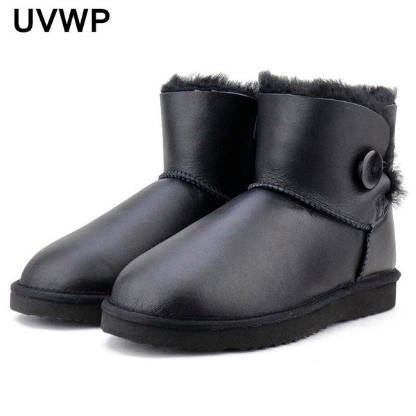 

fashion women boots natural fur winter boots shoes for women ankle 100% genuine sheepskin leather short, Black