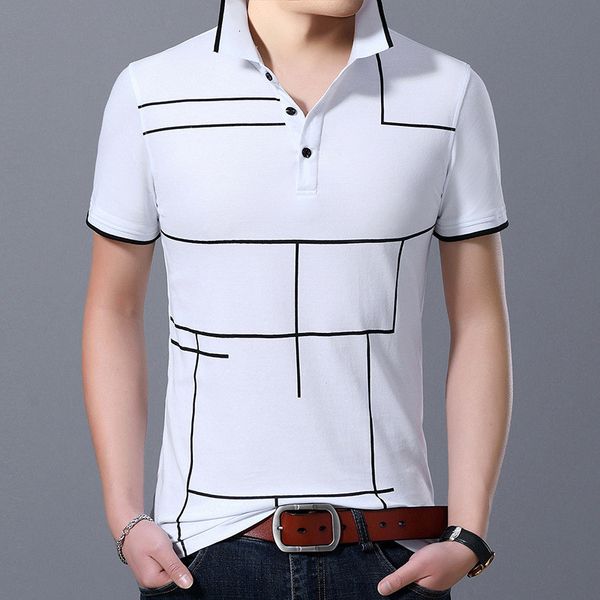 

ymwmhu new arrival men's cotton slim fit summer thin clothes casual men streetwear polo shirt korean style, White;black