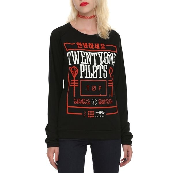 Twenty One Pilots Autunno Inverno Moda Lettera Stampa Camicia T-shirt donna Maglietta casual femminile Top Divertente Manica lunga Plus Size 201029