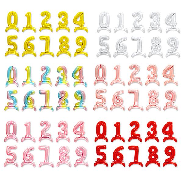 

50 pcs aluminum film balloon creative new 40 inch standing with seat letter a-z number 0-9 independent packaging