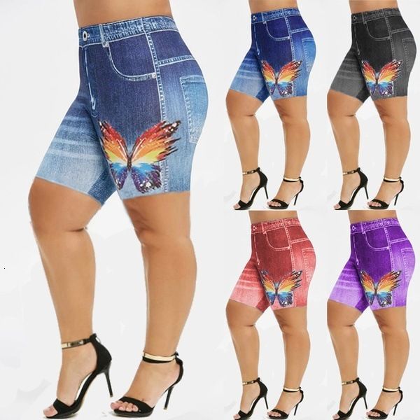 

women's fashion print denim butterfly sports leggings hip yoga pants large swimsuit bandage bathing suits pad