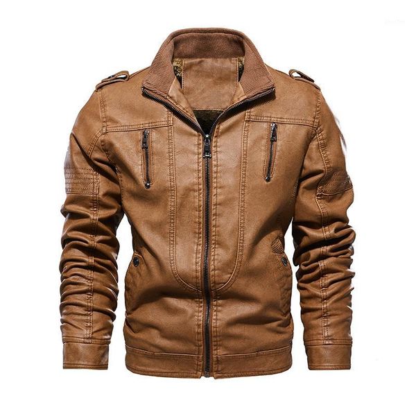 

new retro leather jackets men autumn winter fleece motorcycle leather jacket male pu jackets coats1, Black