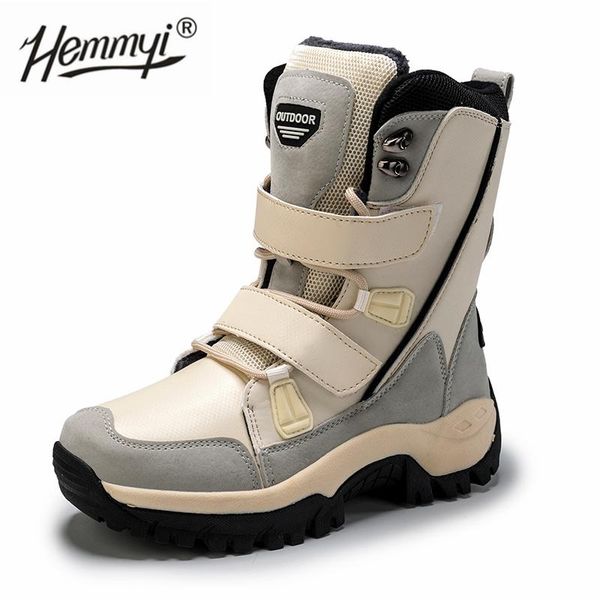 

hemmyi 2020 winter shoes women snow boots thick plush warm outdoor non-slip waterproof hiking mid-calf boots size 36-42, Black