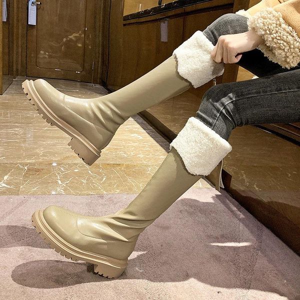

boots ins fashion women spring winter over the knee heels quality suede long comfort square botines mujer thigh high, Black