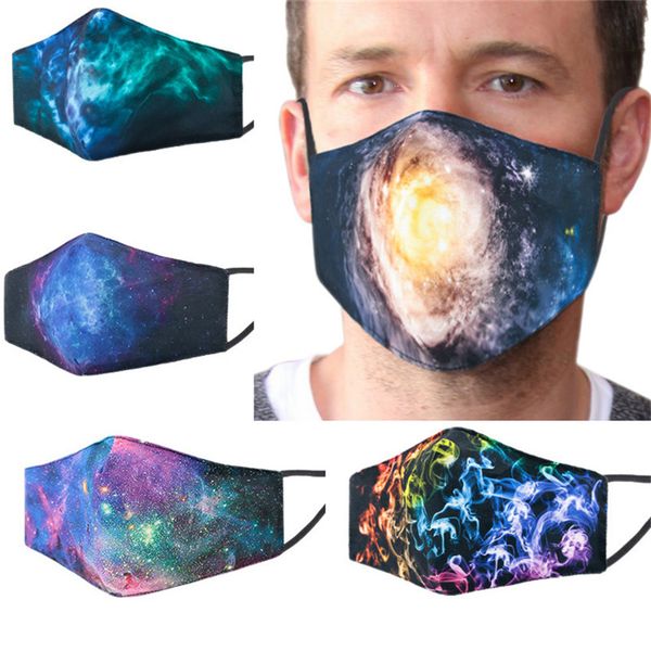 

3d starry sky leopard chrisrmas face mask reusable with filter slot masks 3 layer facemask designers print daily mouth cover f102106