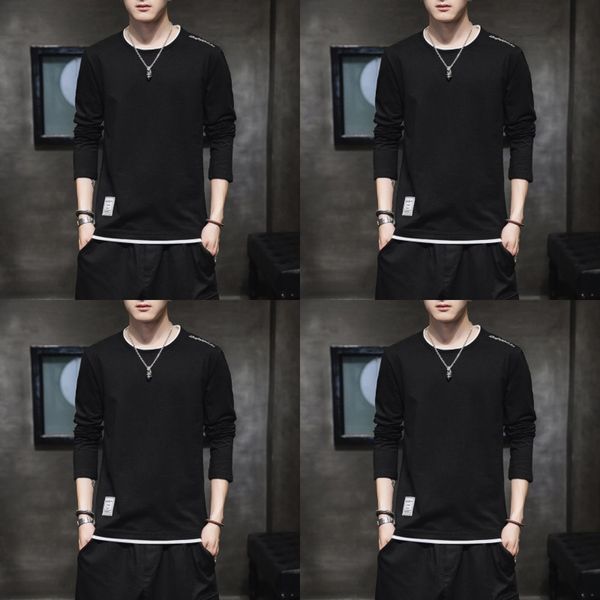 

rjmdr свитер мужских черная весны и случайного хлопок новых раунда платья шеи корейских моды осень мужских длинный пуловер пуловер pullovert, Black