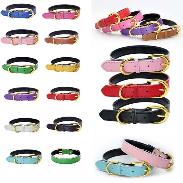 

золотой пряжкой ошейник регулируемая моды кожа ошейники шеи собаки товары для собак аксессуары оптовая волю и песчаные