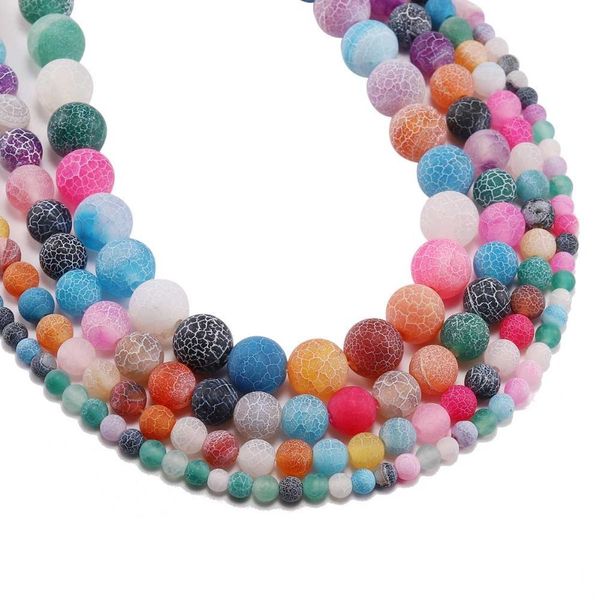 

1strand lot weathering natural stone bead frost crab multicolor agat round spacer bead for jewelry making diy necklaces bracelet h wmtzsa