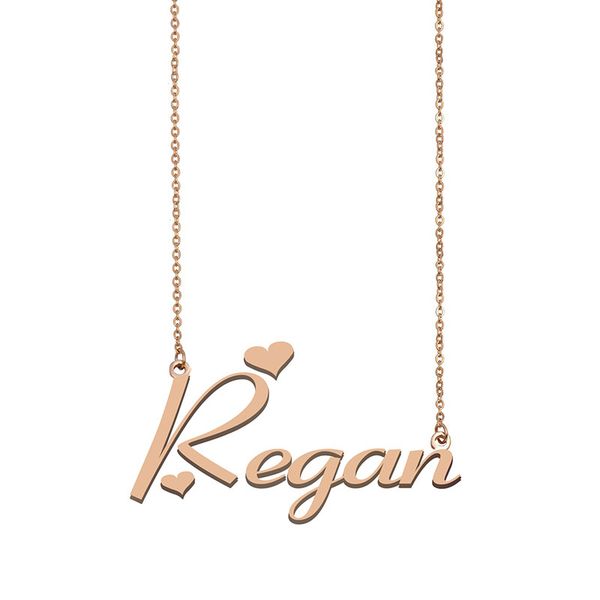 

regan name necklace custom nameplate pendant for women girls birthday gift kids friends jewelry 18k gold plated stainless steel, Silver