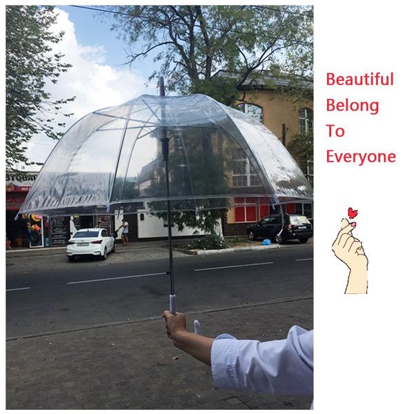 

fancytime прозрачный длинной ручкой дождливый зонтик ultra light женщины и дети clear rain зонт semi matic женский зонтики jllpmt mx_home