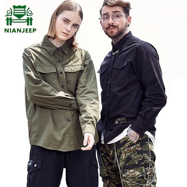 

new cotton cargo shirts men fashion loose streetwear hip hop men's long sleeve shirt letter print solid clothing1, White;black