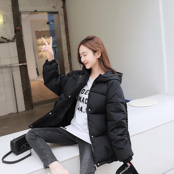

fashion winter jacket women thicke outerwear padded female jackets bread cotton hooded parka women coat mujer, Black
