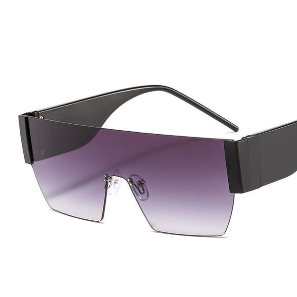 

2020 women retro vintage rimless sunglasses eyewear oversized conjoined piece glasses shades, White;black