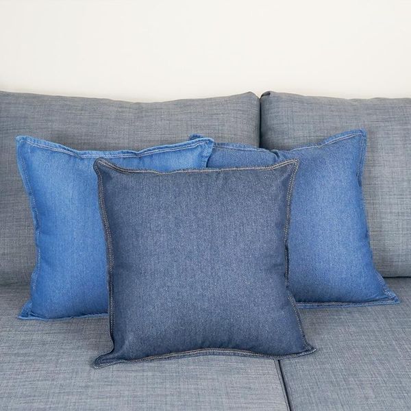 

cushion/decorative pillow 45/50/60cm cotton denim blue cushion cover simple square pillowcase decorative lumbar backrest1
