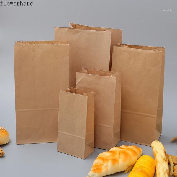 50 pcs Kraft Paper Bags Cozimento Ferramentas Embalagem Personalizada Cozido Pão Grossoproof Bag Organizador de Armazenamento