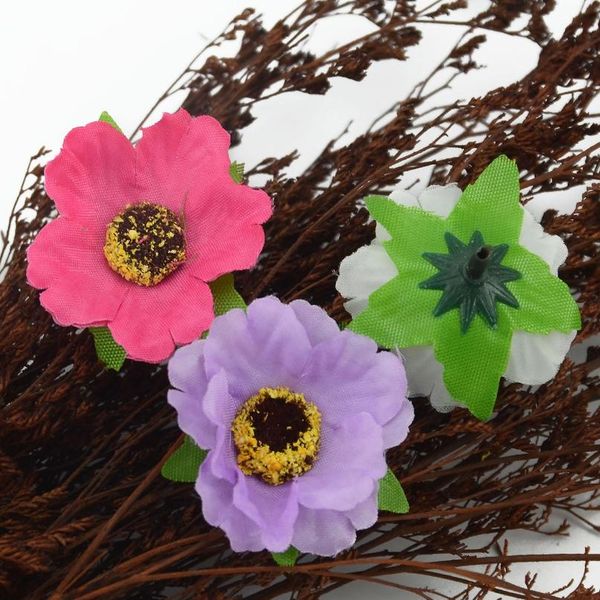 

50pcs/lot 4cm mini silk cherry blossoms small artificial rose flowers heads poppy wreath wedding decoration for scra sqctqz