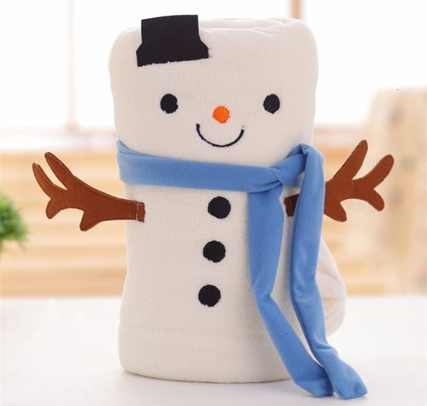 

snowman cartoon christmas flannel blanket santa claus penguin deer pattern washable keep warm soft carpet 61sm