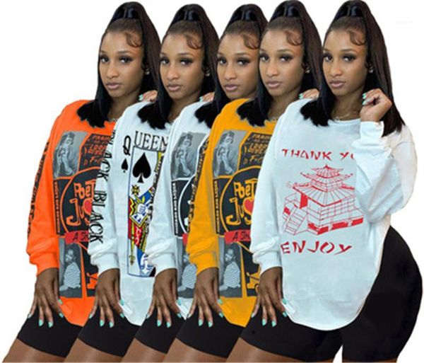 

shorts suits designer female loose casual sports sets women cool tracksuits fashion occident trend long sleeve round neck top, Gray