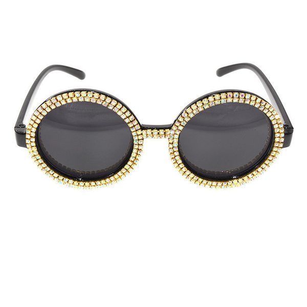 

new fashion and personality with diamond fan fangfeng sunglasses, White;black