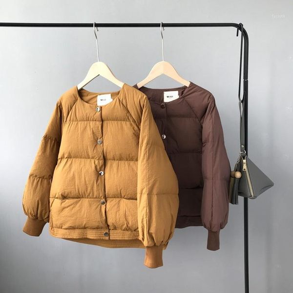

winter chic double pocket split solid color cotton padded coat women jacket1, Black;brown