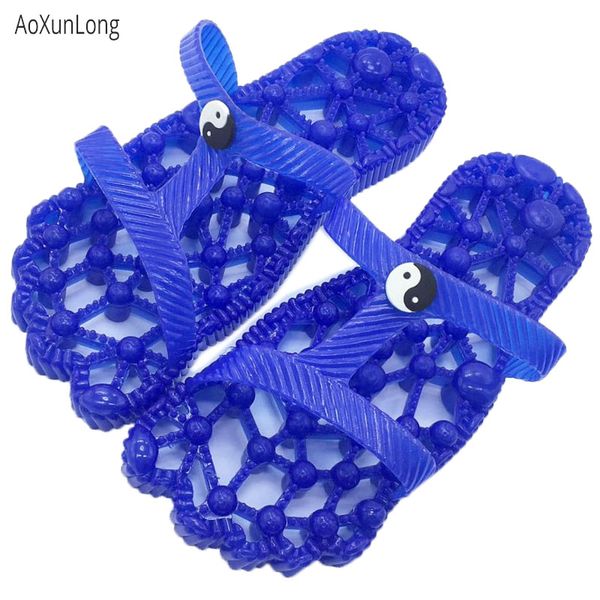 

eu 36-44 massage slippers women indoor casual slides bathroom hollow slippers women health house floor slippers big size, Black