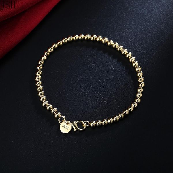 

for women silver color 4mm beads gold color chain bracelet cute wedding party lady fashion charm jewelry birthday gift lh021 h bbyjsp, Black