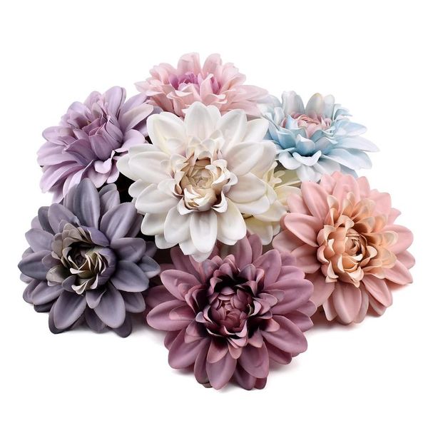 

artificial silk flowers heads for wedding decoration white rose dahlia diy wreath gift box scrapbooking craft fake flo bbylvu