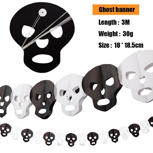 

halloween decoration 3d paper ghost bat pumpkin spider bunting banner flag halloween party decorations horror props supplies wmtncx
