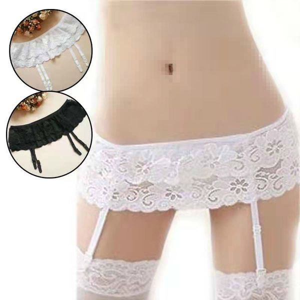 

womens lace floral garter suspenders for woman wedding stocking belt, Black;white