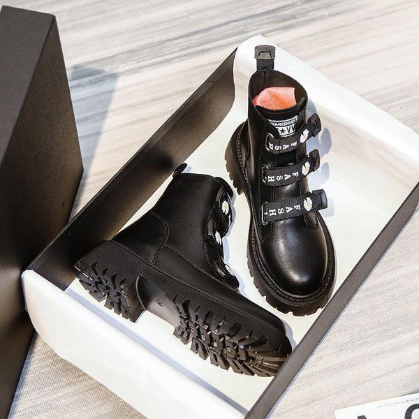 

brand women's shoes rubber boots boots-women round toe booties woman 2020 low heel fashion rain autumn rock flat ankle ladies1, Black